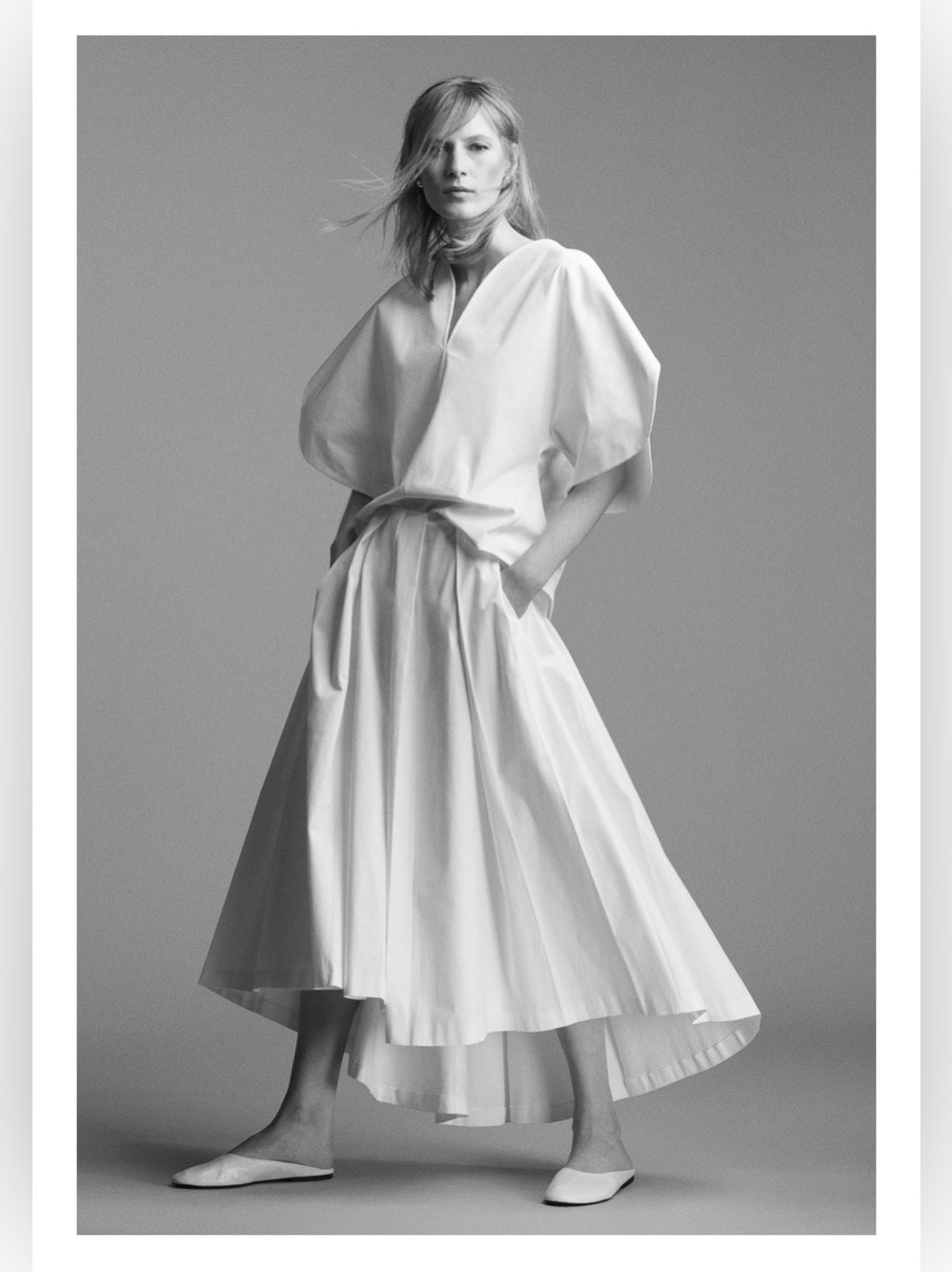ZARA ZW COLLECTION LIMITED EDITION ASYMMETRIC POPLIN SKIRT w POCKETS WHITE SMALL